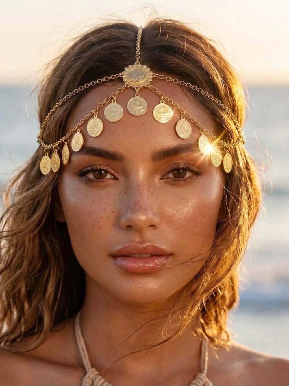 Gold Coin Fringe Headpiece